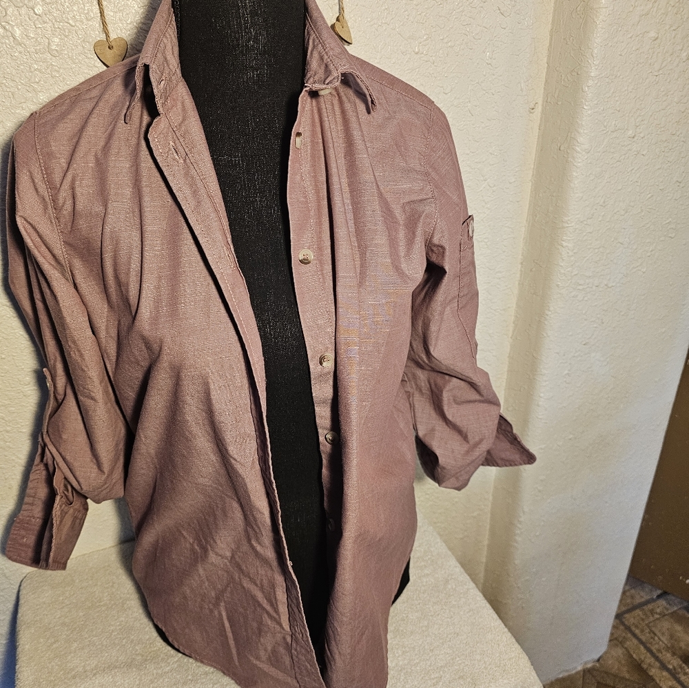 Chef Works Urban Collection Shirt Chambray Ecru Long Roll-Up Sleeve Sz s